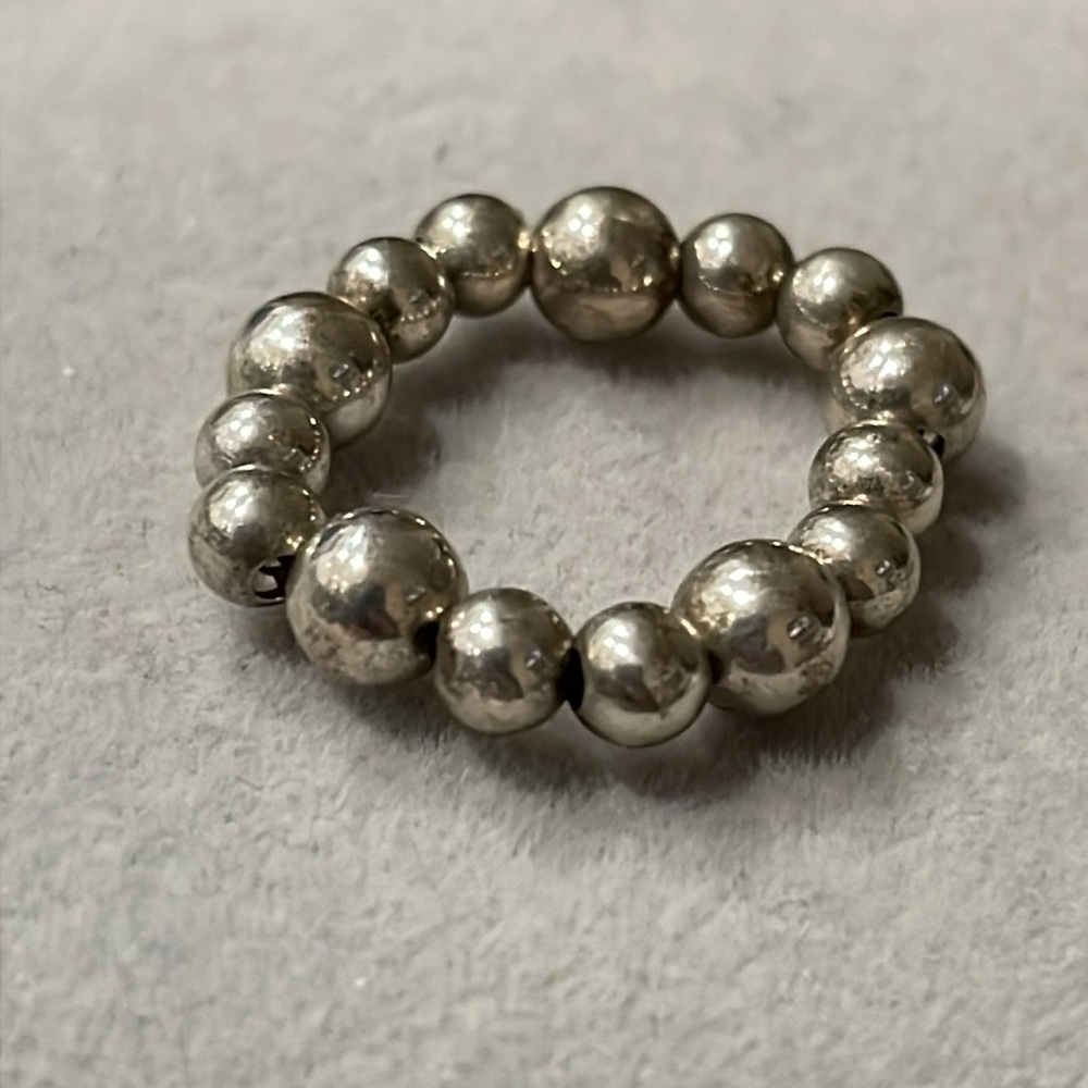 STERLING SILVER ROUND BALL BEAD RING BAND🩶